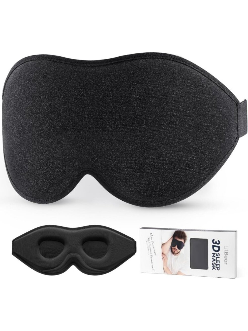 3D Contoured Sleep Mask for Side Sleepers | Light Blocking Eye Mask, Soft